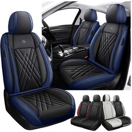 Car Seat Covers Fit for Lexus ES 350 2007-2024, 3D Waist Support & Premium Nappa Leather, Waterproof, Scratch-Resistant(Black Blue, Full Set)