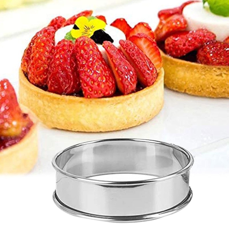 16 Pieces Double Rolled Tart Rings Stainless Steel Muffin Rings