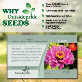 Outsidepride 2000 Seeds Annual Zinnia Elegans Dahlia Rose Dream Flowers for Planting