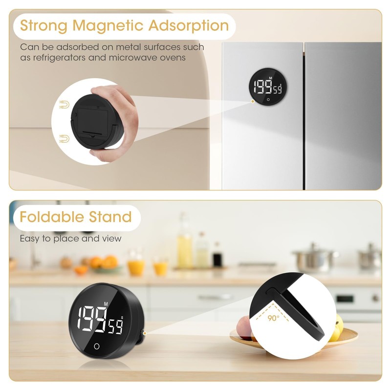 Glasflength Digital Kitchen Timer Magnetic Egg Timer 120 Minutes with