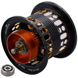 HEIGHTEN HT13401 Reel Spool with 2 Levels of Movement, Daiwa Bait Reel Replacement Spool with Bearings for Tees, Gillion, Ryoga, Mozan, Silver Wolf (Black & Gold)