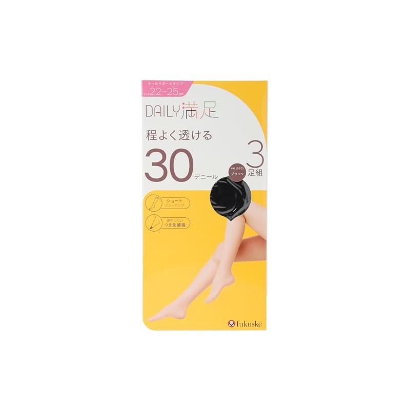 Fukusuke 390-1853 Women's Daily Satisfaction, 30 Denier, Short Stockings, Tights,