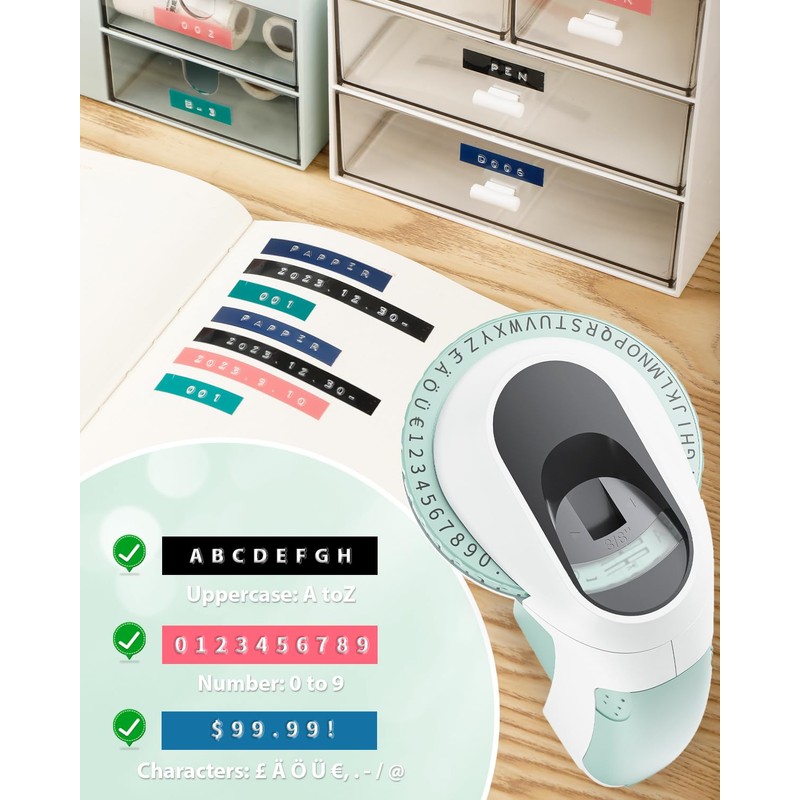 Label Maker Machine,E975 Embossed Label Maker,Embossing Label Makers with 6