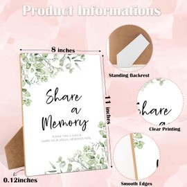 Share A Memory Sign, Celebration of Life Memory Table Sign for Funeral and Wedding Reception Decorations, 8x11" Eucalyptus Memorial Sign Memorial Decorations for Graduation Bridal Shower Retirement