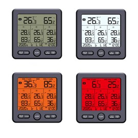 LED LCD Display Thermometer with Digital Hygrometer for Precise Measurements Trend Forarrow Prompt Thermometer Digital, White