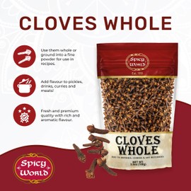 Whole Cloves 3.5 Oz Bag - Great for Foods, Tea, Pomander Balls, and even Potpourri - by Spicy World
