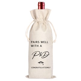 Maydvdv Pairs Well With A PHD | Graduation Wine Bag | PHD Graduation Gift | Funny Graduation Gift | Gift for Her | Gift for Him | Congrats Grad | Graduation Party Favors | Class of 2024 11WB29