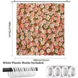 Floral Shower Curtain Pink Farmhouse Flowers Shower Curtain 72 X 72 Inch