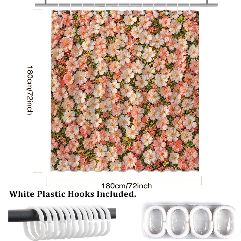 Floral Shower Curtain Pink Farmhouse Flowers Shower Curtain 72 X
