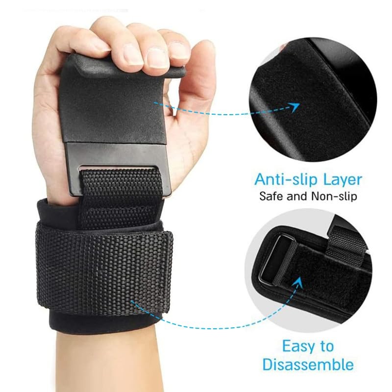 Weight Lifting Power Hooks Power Grips Wrist Support Bar Straps