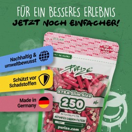 PURIZE PURIZE? Beutel | 250 XTRA Slim Size Aktivkohlefilter (Spezial Set) (pink)