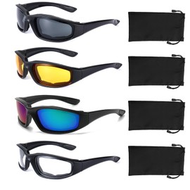 YISUGOOC 4 Pair Motorcycle Glasses Riding Glasses UV Protection Windproof And Dustproof Motorcycle Goggles Foam Cushion Eyeglasses Suitable For Outdoor Sports Motorcycle Riding