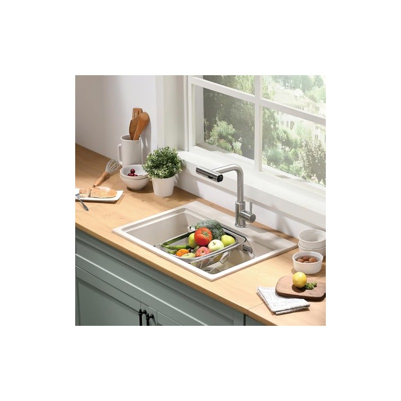 Kitchen Faucet with Pull Down Sprayer Brushed Nickel Waterfall Sink