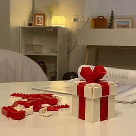 Kelendle Building Block Ring Box Creative Engagement Ring Box Jewelry Box Plastic Ring Gift Box for Wedding Proposal Jewelry Storage Case Bow Tie