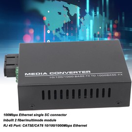 Dpofirs Ethernet Switch Converter, Fibre Optic Ethernet Transceiver Media Converter, 850 Nm 1000 Mbit/s SC 2 Fibre Optic Multimode RJ45 Fibre Optic Ethernet Transceiver with Automatic (EU Plug)