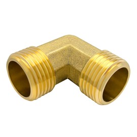 Hooshing 2PCS 3/4" GHT Male to Male Garden Hose Elbow Connector Brass 90 Degree Pipe Fitting for RV Water Hose