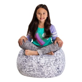 Posh Stuffable Kids Stuffed Animal Storage Bean Bag Chair Cover - Childrens Toy Organizer, Medium 27" - Fun Coloring Fabric