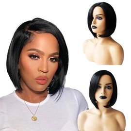 Bob Perücke Wig,Damen Kurze Bob Perücke,Gerade Kurze Perücken,12 Zoll kurze Perücken mit Seitenscheitelpony,Hochtemperatur-Seidenperücke,für Das Tägliche Tragen von Frauen