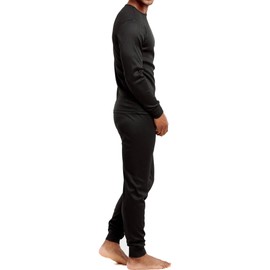 Men’s Cotton Blend Thermal Sets Long John 2 Piece Underwear Base Layer Pajama -XL-Black