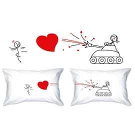 HUMAN TOUCH, Love Tank Romantic His & Hers Pillow Cases.