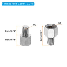 PATIKIL M3x4mm+4mm Male-Female Hex Standoff, 20 Pack Stainless Steel PCB Standoffs Screws for Motherboards, Computer Cases, Circuit Boards, Electronics