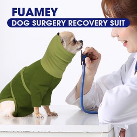 FUAMEY Dog Surgery Suit Female Spay, Anti Licking for Dogs, Turtle Neck Surgical Recovery Suit Male Neuter Suit, Alternative to Cone for Dog, Puppy Onesies for Surgery Recovery Small Dogs (Green, XS)