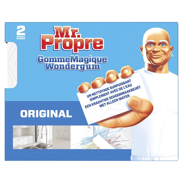 Mr Propre Gomme Magique Original, 2x Éponges, Nettoyage toutes Surfaces, Élimine les Traces et Taches Tenaces