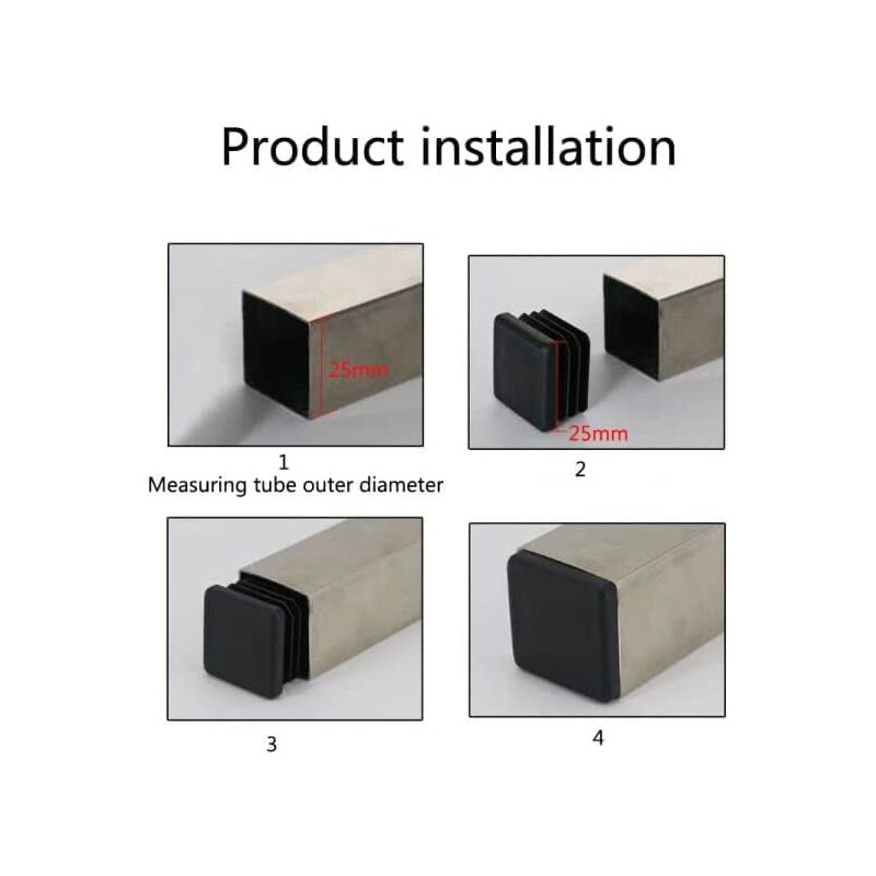 200 Pack 1 Inch Square Plastic Plug, tubing end Cap,