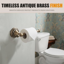 Antique Brass Toilet Paper Holder Wall Mount, Heavy Duty Bathroom Tissue Roll Holder, Easy Screw and Adhesive Installation for Vintage Decor