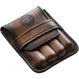 Artiglieria Fiorentina Ammezzati Cigar Case Shaped in Genuine Vegetable Tanned Leather - Ammezzati Holder from 4 by Artiglieria Fiorentina - Made in Italy, dark brown (di moro), CEPO 38, Elegant and handcrafted