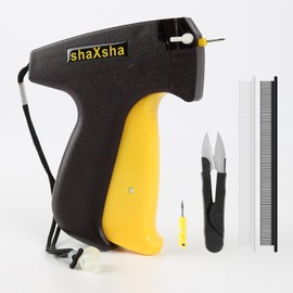 Stitch Gun for Clothes - shaXsha Mini Stitch Sewing Gun with 5000 Fasteners, 2 Micro Needles, 1 Scissors, Suitable for Quick Clothing Fixer, Mini Sewing Tagging Gun for Clothing Black/Yellow
