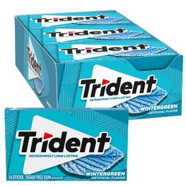 Trident Wintergreen Sugar-Free Chewing Gum, 12 Packs of 14 Pieces (168 Total Pieces)