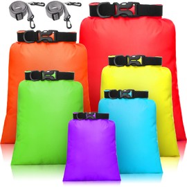 6 Pieces Waterproof Dry Bag Set Lightweight Combo Set with 15 L, 8 L, 5 L, 4 L, 3 L, 2 L Sacks and 2 Long Adjustable Shoulder Strap for Kayaking, Rafting, Boating, Hiking, Camping (Mixed Color)
