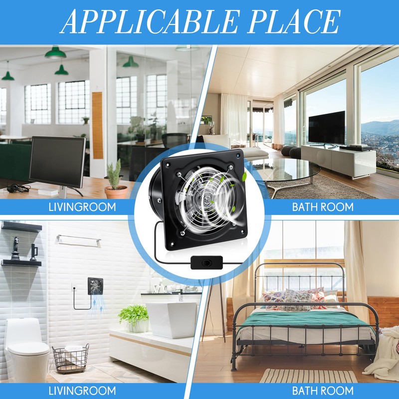 Yaocom 8 Inch Exhaust Fan 576 CFM Kitchen Exhaust Fan