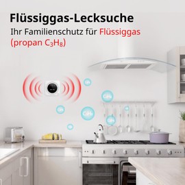 Wisualarm GB40A Gas Detector LPG Leak Detection Propane Monitor with Acoustic Alarm Suitable for Kitchen with EU Plug