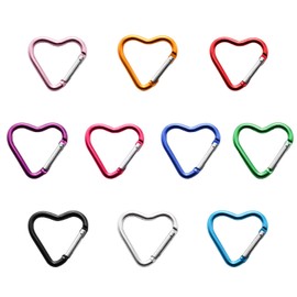 YUYUDEHM 10 PCS Heart Shape Keychain, Aluminum Alloy Snap Clip, Heart Carabiner for Dog Leash