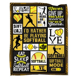 Softball Blanket 50''x60'' Softball Gift Blanket Super Soft Warm and Comfortable Throw Blanket for Fall Winter Spring All Season
