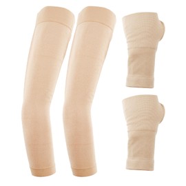 Compression Arm Sleeve with Gauntlet, 15-20 mmHg Graduated Support for Women and Men - Long Arm Sleeve for Comfort and Circulation