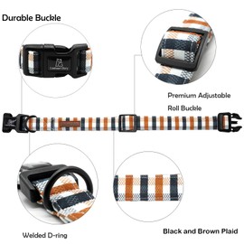 Lionheart glory Plaid Dog Collar, Brown black grid, Small (Pack of 1), Cotton, Adjustable, Heavy Duty, Handmade Bow, Perfect for Small Dogs