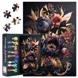 Flowers Puzzles for Adults Golden Leaf Jigsaw Puzzles for Adults 1000 Piece Challenging Puzzle for Family Birthday Party Educational Games Home Decoration Finished Size is 27.5 x 19.7 inch