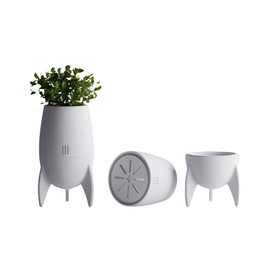 Plant Pot with Drainage Hole and Saucer, Rocket Planter, Bonsai Small Flower Pots, Suitable for Succulents, Cacti, Small green plants, Home Decor and of Office Desk Decoration (plants not included)