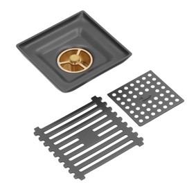 Floor Drain Stainless Steel Copper Gray Quadrangular Large Displacement Draining Tool for Bathroom Toilet Balcony