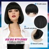 Tereshar Black Bob Wig with Bangs for Women Short Straight
