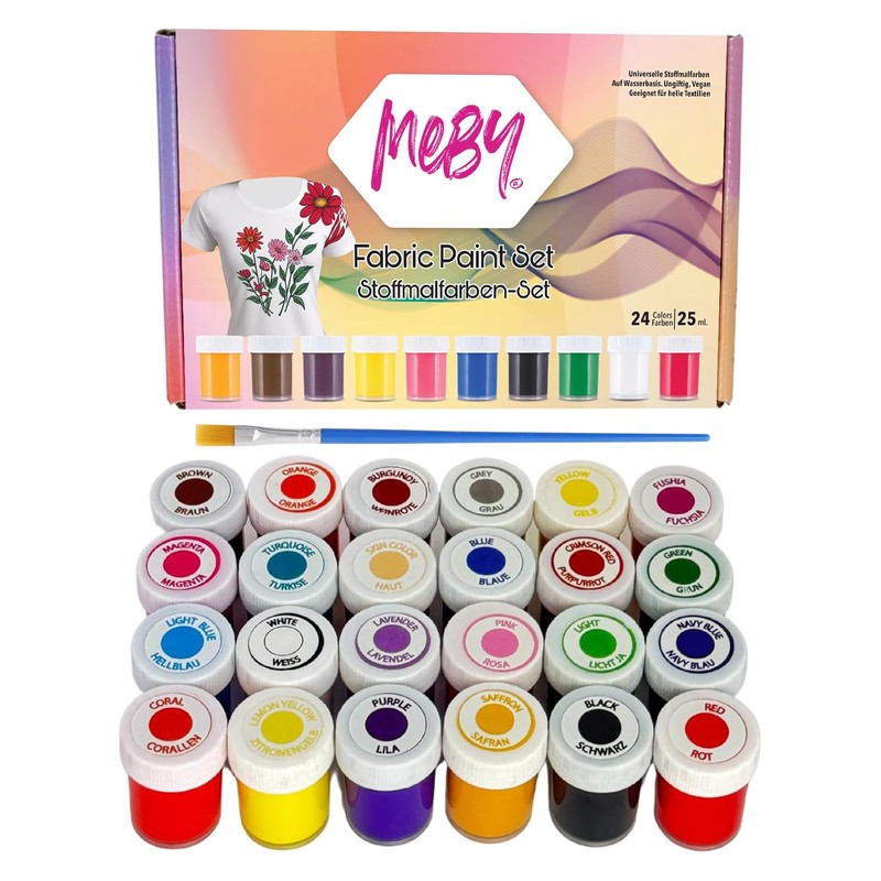 MEBY Textile Paint Set – 24 Colours x 25 ml,