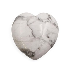 karma gems Howlite Crystal 1 Inch Mini Heart Puff Stone - Pocket Massage Worry Stone for Natural Body Chakra Balancing, Reiki Healing and Crystal Grid