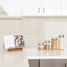 Peel and Stick Backsplash for Kitchen,New Upgrade Herringbone Premium Tiles,Stick on Subway Tile Peel and Stick for Bathroom,Beige 10-Sheet.