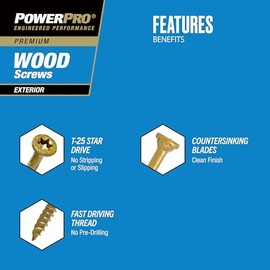 Hillman 48594 Power Pro Premium Tornillo para madera exterior, 20.32 cm x 3.17 cm, 0.45 kg, 20 x 3.17 cm