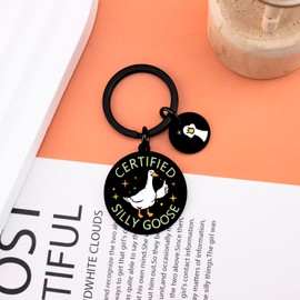 UIWIHHP Funny Silly Goose Keychain for Teen Girls Women Men Goose Decor Funny Gag Gifts for Friends Coworkers Novelty Keychains White Elephant Gifts for Adults Stocking Stuffers for Teen Girls