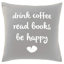 Hippowarehouse Drink coffee read books be happy Printed bedroom accessory cushion cover case 41x41cm