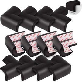 12 Packs Baby Safety Corner Guards for Baby Proofing Furniture Soft Foam Corner Covers Furniture Corner and Edge Safety Bumpers Baby Proofing Safety Corner Protectors for Table, Desk, Sofa (Black)